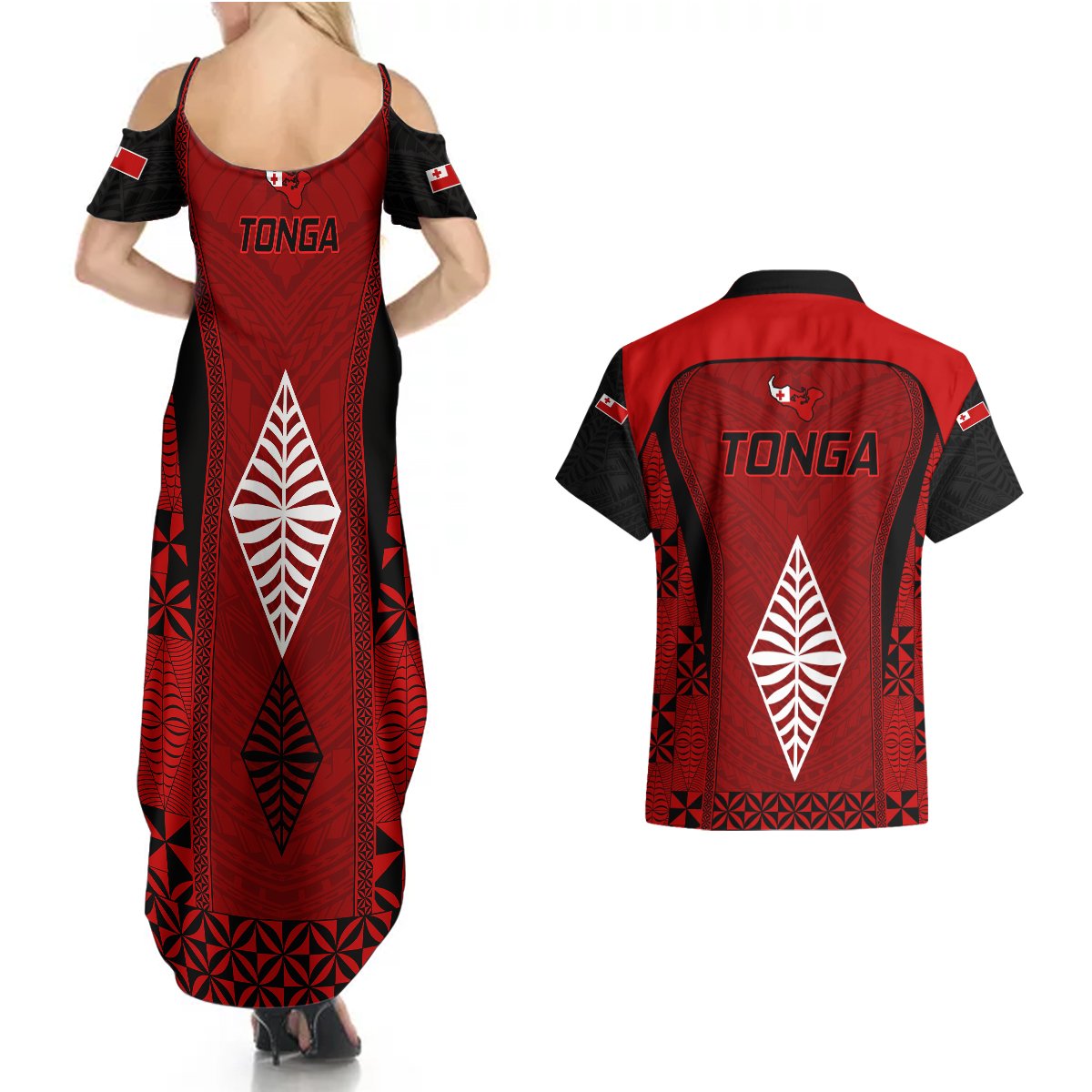 Tonga Rugby Couples Matching Summer Maxi Dress and Hawaiian Shirt Go Champions World Cup 2023 Ngatu Unique LT9 - Polynesian Pride