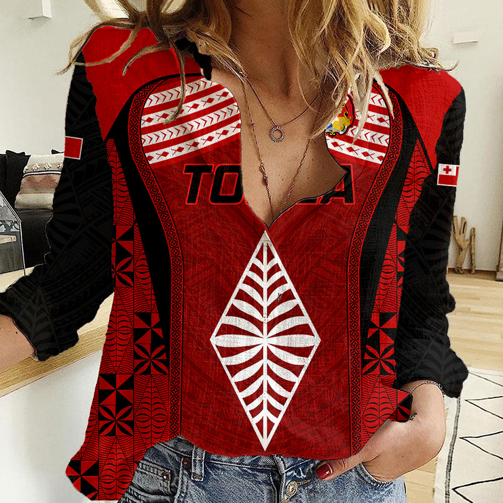 Custom Tonga Rugby Women Casual Shirt Go Champions World Cup 2023 Ngatu Unique LT9 Female Red - Polynesian Pride