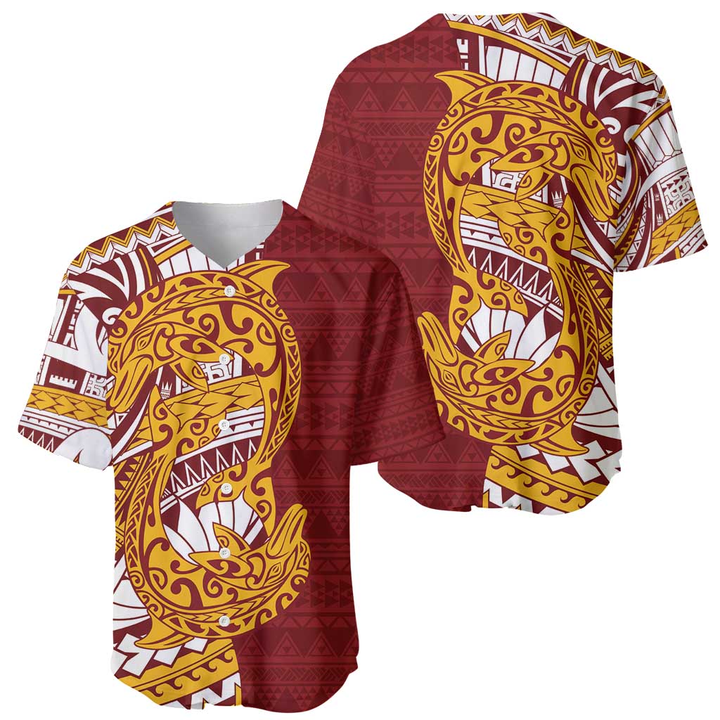Couple Dolphins Maori Motif Baseball Jersey - Polynesian Pride