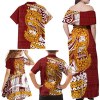 Couple Dolphins Maori Motif Family Matching Off Shoulder Maxi Dress and Hawaiian Shirt LT9 - Polynesian Pride