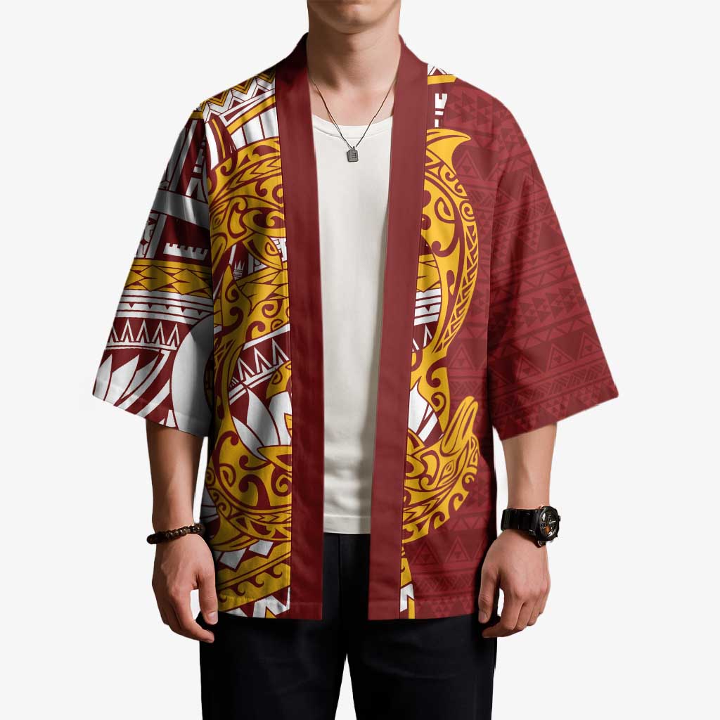 Couple Dolphins Maori Motif Kimono - Polynesian Pride