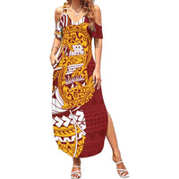 Couple Dolphins Maori Motif Summer Maxi Dress LT9 Women Burgundy - Polynesian Pride