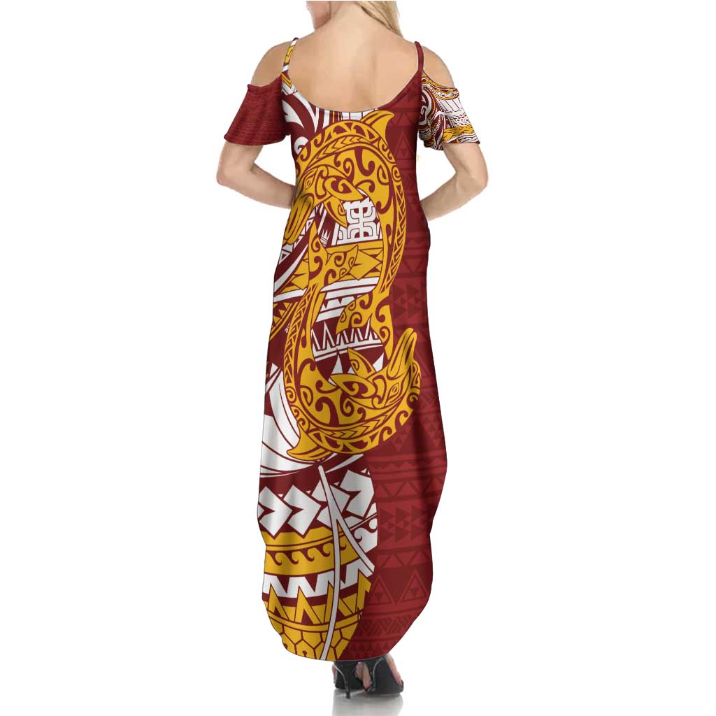 Couple Dolphins Maori Motif Summer Maxi Dress LT9 - Polynesian Pride