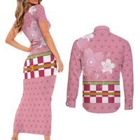 Japanese Asanoha Pattern Couples Matching Short Sleeve Bodycon Dress and Long Sleeve Button Shirt Charm Against Evil Spirits - Polynesian Pride