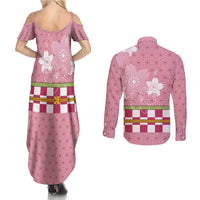 Japanese Asanoha Pattern Couples Matching Summer Maxi Dress and Long Sleeve Button Shirt Charm Against Evil Spirits LT9 - Polynesian Pride