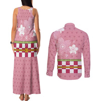 Japanese Asanoha Pattern Couples Matching Tank Maxi Dress and Long Sleeve Button Shirt Charm Against Evil Spirits - Polynesian Pride