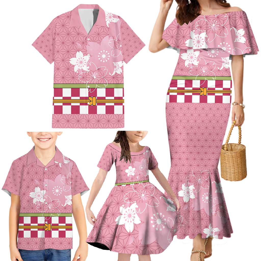 Japanese Asanoha Pattern Family Matching Mermaid Dress and Hawaiian Shirt Charm Against Evil Spirits LT9 - Polynesian Pride