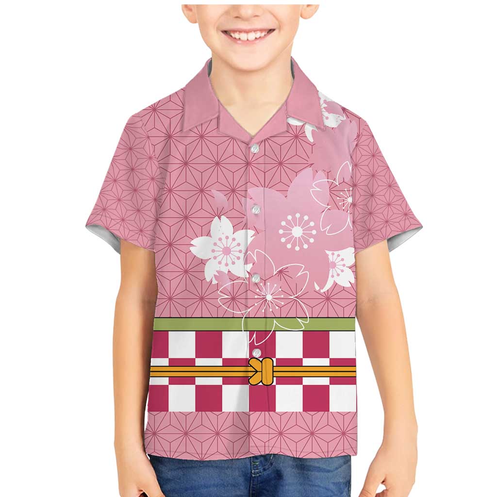 Japanese Asanoha Pattern Family Matching Mermaid Dress and Hawaiian Shirt Charm Against Evil Spirits LT9 Son's Shirt Pink - Polynesian Pride