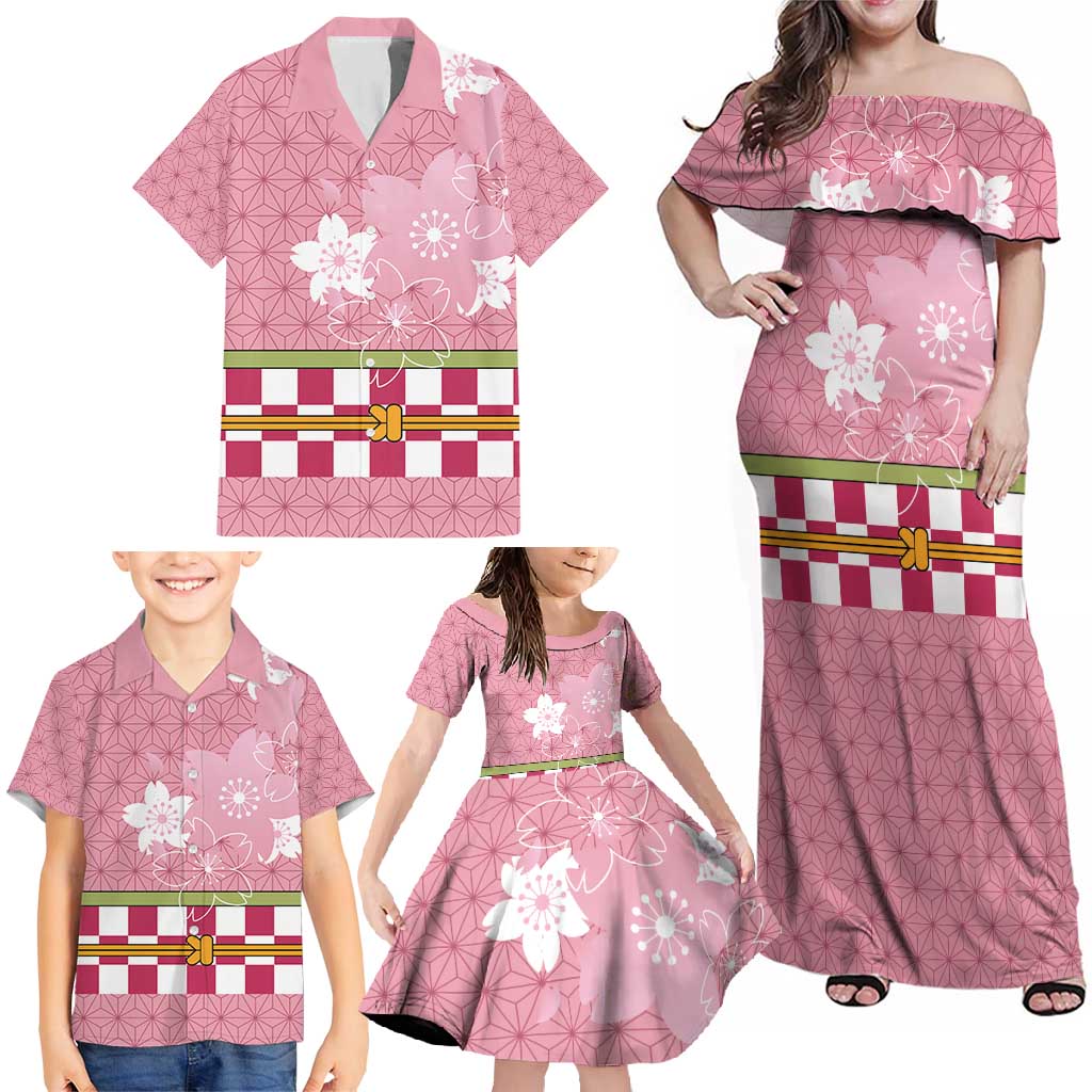 Japanese Asanoha Pattern Family Matching Off Shoulder Maxi Dress and Hawaiian Shirt Charm Against Evil Spirits LT9 - Polynesian Pride