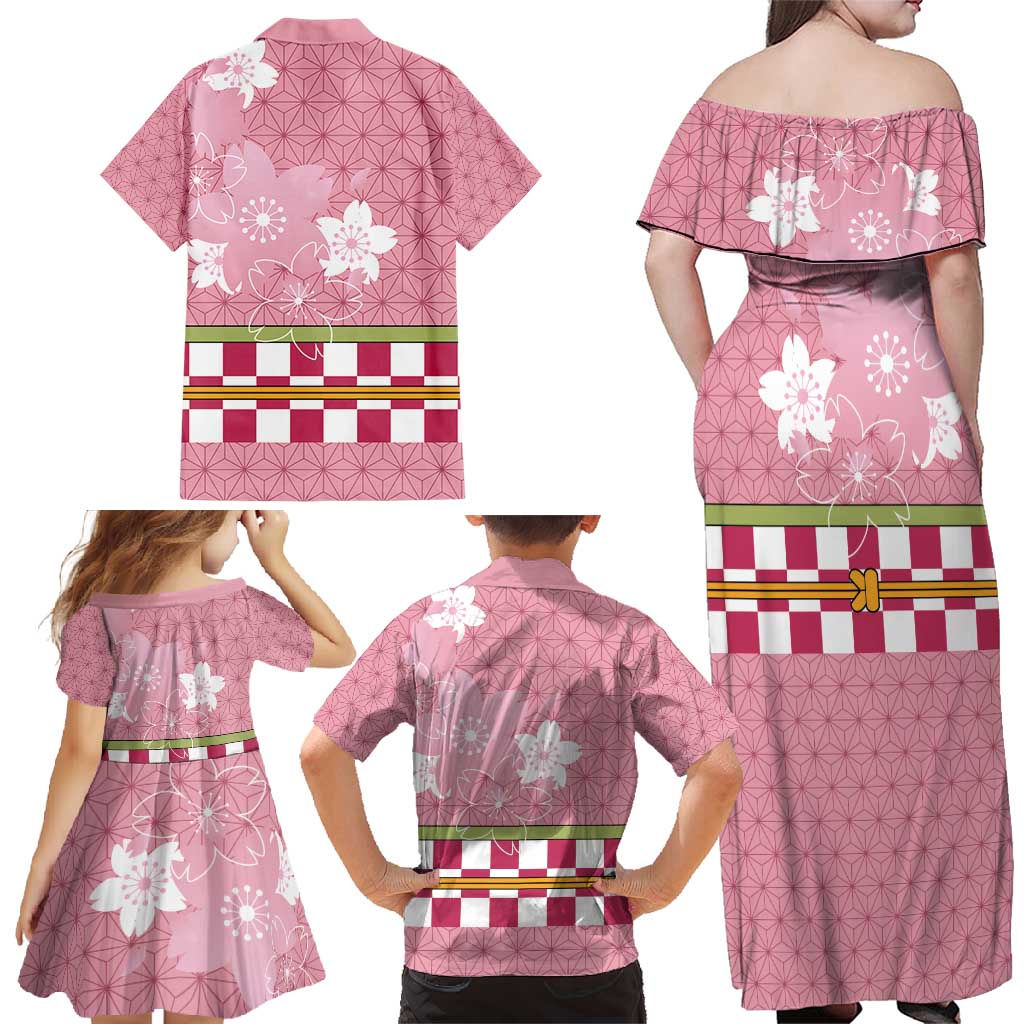 Japanese Asanoha Pattern Family Matching Off Shoulder Maxi Dress and Hawaiian Shirt Charm Against Evil Spirits LT9 - Polynesian Pride