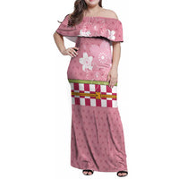 Japanese Asanoha Pattern Family Matching Off Shoulder Maxi Dress and Hawaiian Shirt Charm Against Evil Spirits LT9 Mom's Dress Pink - Polynesian Pride