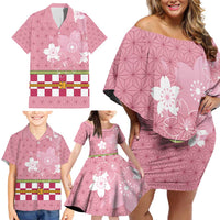 Japanese Asanoha Pattern Family Matching Off Shoulder Short Dress and Hawaiian Shirt Charm Against Evil Spirits LT9 - Polynesian Pride