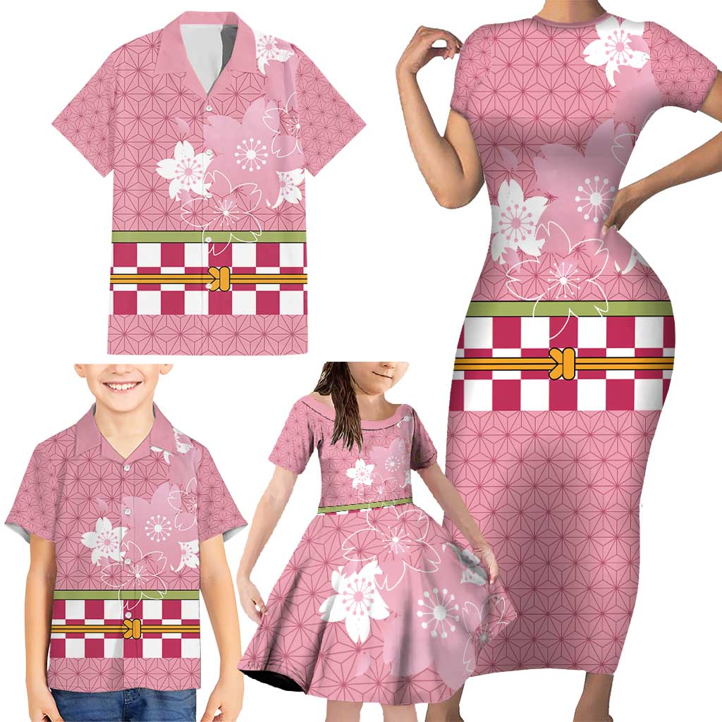 Japanese Asanoha Pattern Family Matching Short Sleeve Bodycon Dress and Hawaiian Shirt Charm Against Evil Spirits LT9 - Polynesian Pride