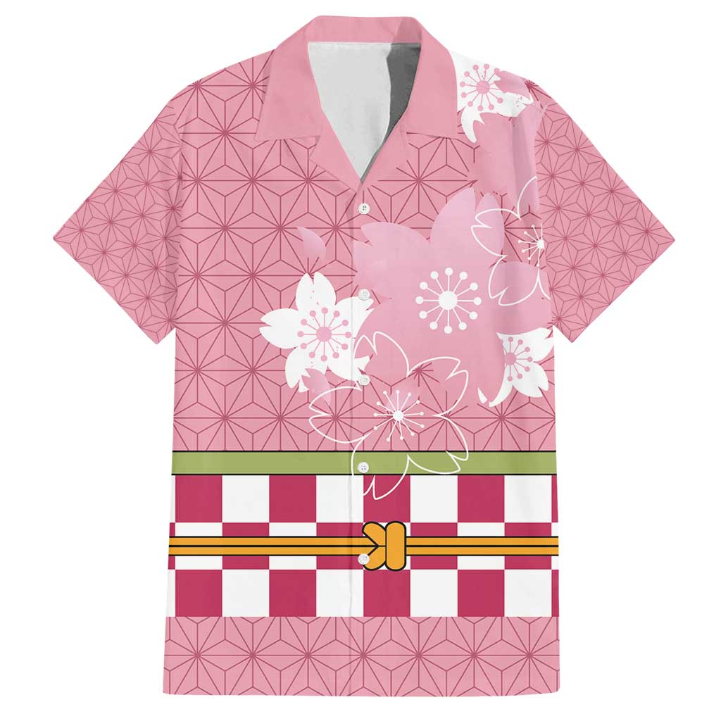 Japanese Asanoha Pattern Family Matching Tank Maxi Dress and Hawaiian Shirt Charm Against Evil Spirits LT9 Dad's Shirt - Short Sleeve Pink - Polynesian Pride