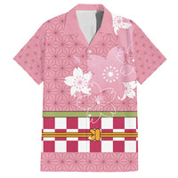 Japanese Asanoha Pattern Family Matching Tank Maxi Dress and Hawaiian Shirt Charm Against Evil Spirits LT9 Dad's Shirt - Short Sleeve Pink - Polynesian Pride