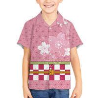 Japanese Asanoha Pattern Family Matching Tank Maxi Dress and Hawaiian Shirt Charm Against Evil Spirits LT9 Son's Shirt Pink - Polynesian Pride