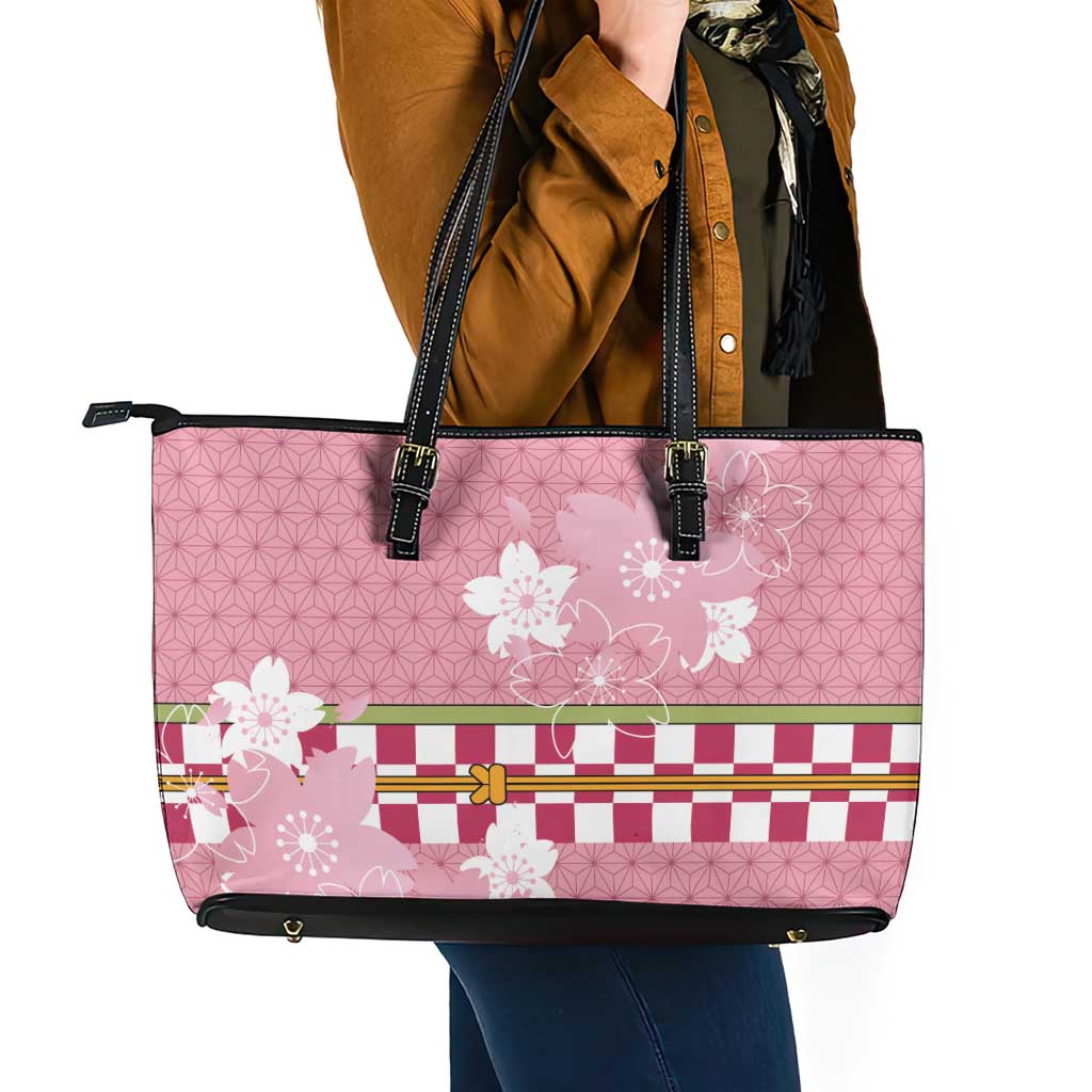 Japanese Asanoha Pattern Leather Tote Bag Charm Against Evil Spirits LT9 - Polynesian Pride