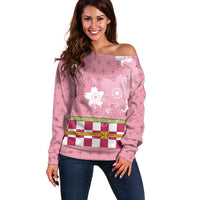 Japanese Asanoha Pattern Off Shoulder Sweater Charm Against Evil Spirits - Polynesian Pride