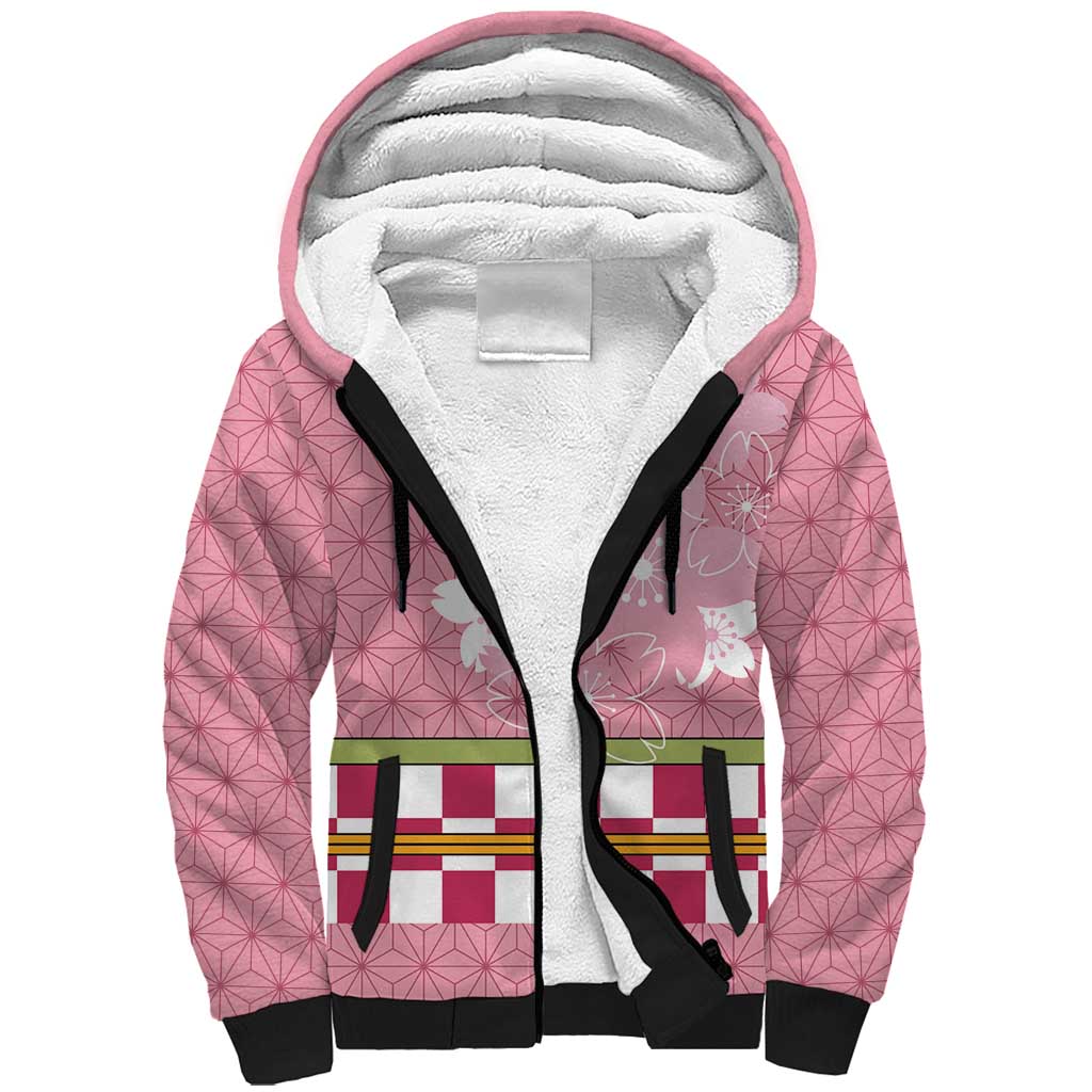 Japanese Asanoha Pattern Sherpa Hoodie Charm Against Evil Spirits - Polynesian Pride