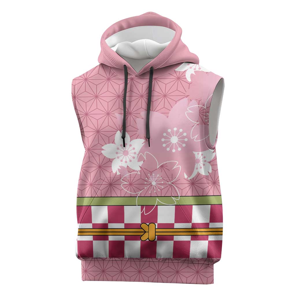 Japanese Asanoha Pattern Sleeveless Hoodie Charm Against Evil Spirits LT9 Pink - Polynesian Pride