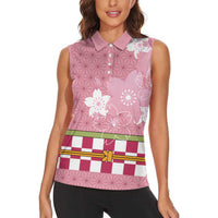 Japanese Asanoha Pattern Women Sleeveless Polo Shirt Charm Against Evil Spirits - Polynesian Pride