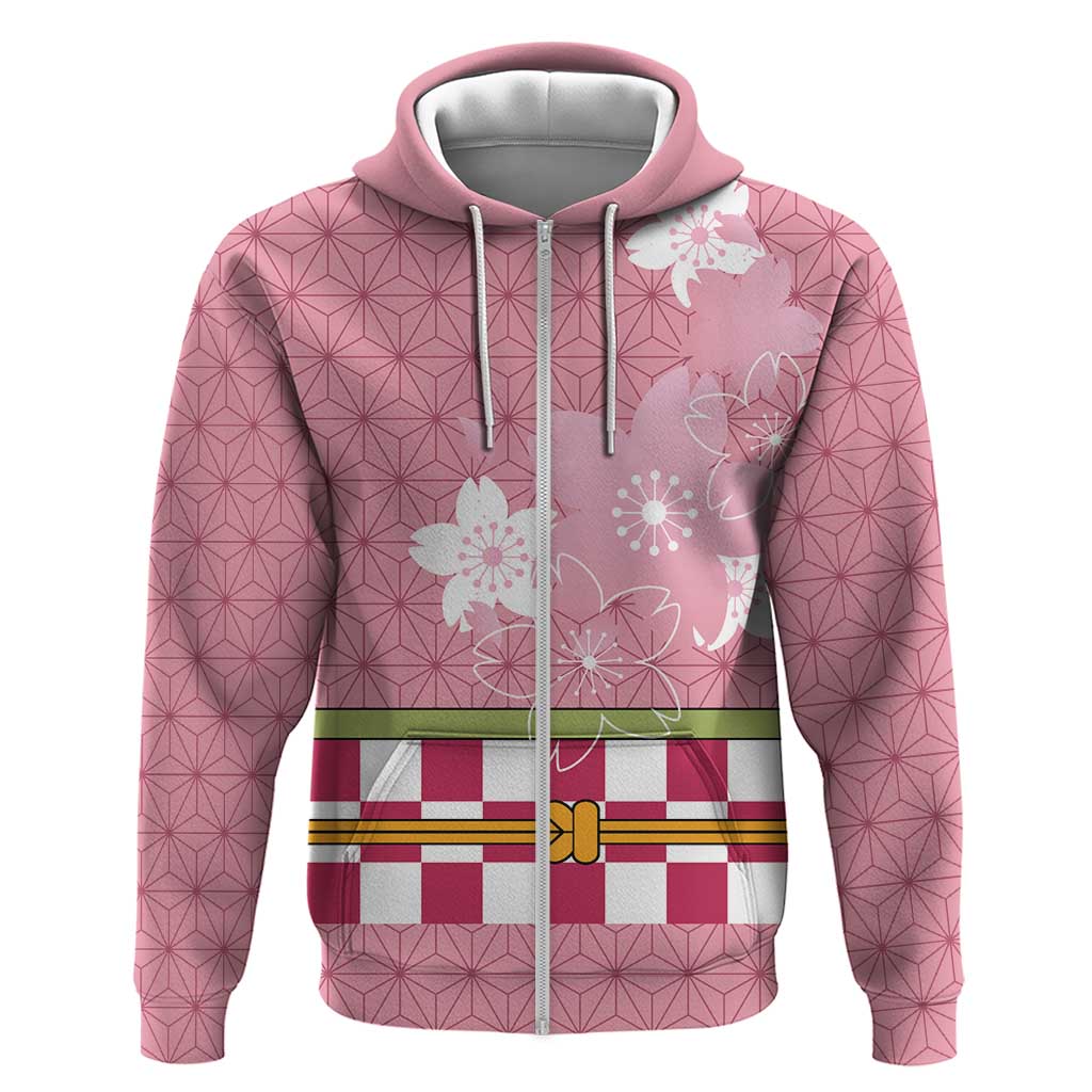 Japanese Asanoha Pattern Zip Hoodie Charm Against Evil Spirits - Polynesian Pride