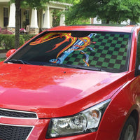 Japanese Asanoha Pattern Auto Sun Shade Sun Flame Slayer Dragon Hinokami Kagura Spirit - Polynesian Pride