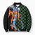 Japanese Asanoha Pattern Bomber Puffer Jacket Sun Flame Slayer Dragon Hinokami Kagura Spirit - Polynesian Pride