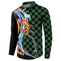 Japanese Asanoha Pattern Button Sweatshirt Sun Flame Slayer Dragon Hinokami Kagura Spirit - Polynesian Pride