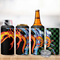 Japanese Asanoha Pattern 4 in 1 Can Cooler Tumbler Sun Flame Slayer Dragon Hinokami Kagura Spirit LT9 - Polynesian Pride