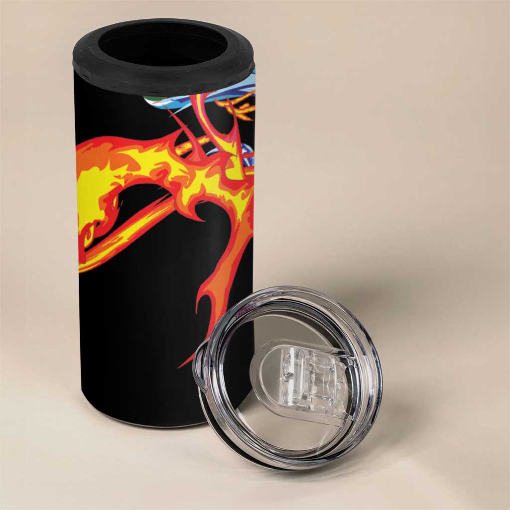 Japanese Asanoha Pattern 4 in 1 Can Cooler Tumbler Sun Flame Slayer Dragon Hinokami Kagura Spirit LT9 - Polynesian Pride