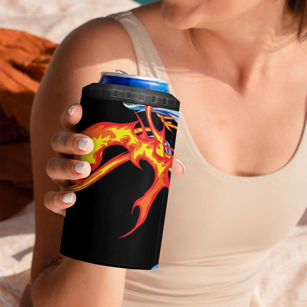 Japanese Asanoha Pattern 4 in 1 Can Cooler Tumbler Sun Flame Slayer Dragon Hinokami Kagura Spirit LT9 - Polynesian Pride