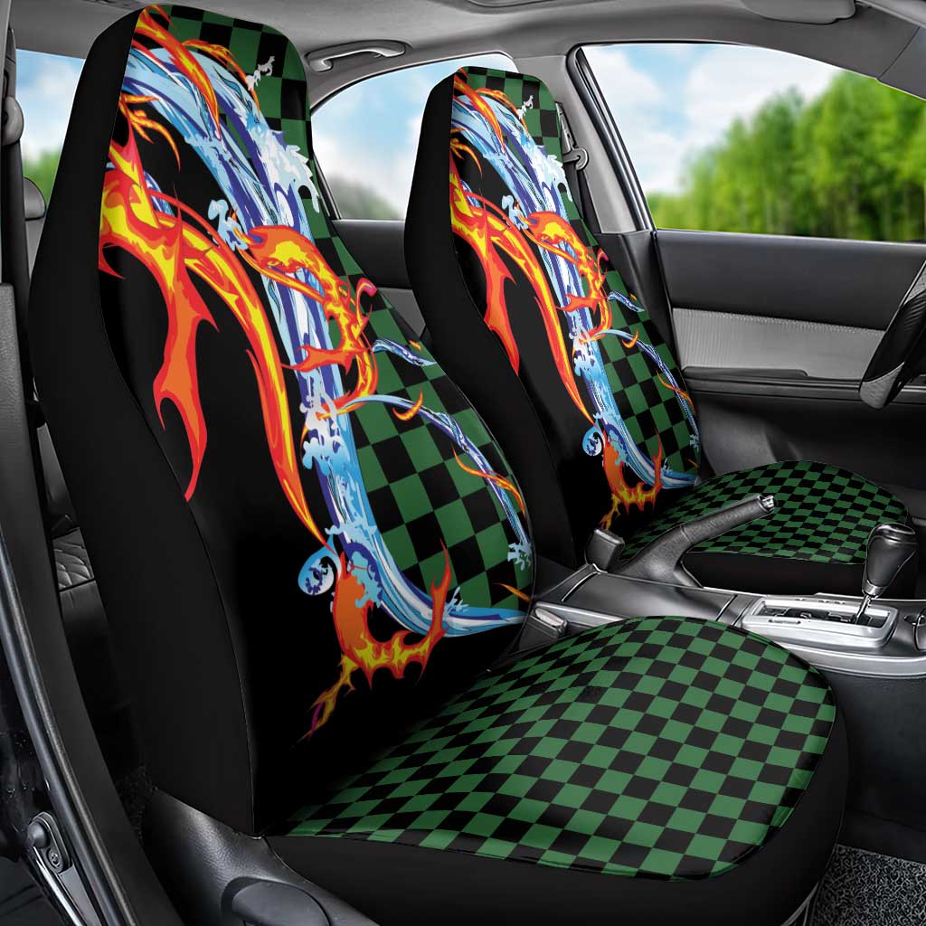 Japanese Asanoha Pattern Car Seat Cover Sun Flame Slayer Dragon Hinokami Kagura Spirit LT9 - Polynesian Pride