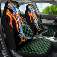 Japanese Asanoha Pattern Car Seat Cover Sun Flame Slayer Dragon Hinokami Kagura Spirit LT9 - Polynesian Pride