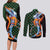 Japanese Asanoha Pattern Couples Matching Long Sleeve Bodycon Dress and Long Sleeve Button Shirt Sun Flame Slayer Dragon Hinokami Kagura Spirit - Polynesian Pride