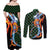 Japanese Asanoha Pattern Couples Matching Off Shoulder Maxi Dress and Long Sleeve Button Shirt Sun Flame Slayer Dragon Hinokami Kagura Spirit - Polynesian Pride