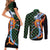 Japanese Asanoha Pattern Couples Matching Short Sleeve Bodycon Dress and Long Sleeve Button Shirt Sun Flame Slayer Dragon Hinokami Kagura Spirit - Polynesian Pride