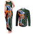 Japanese Asanoha Pattern Couples Matching Tank Maxi Dress and Long Sleeve Button Shirt Sun Flame Slayer Dragon Hinokami Kagura Spirit - Polynesian Pride