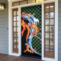 Japanese Asanoha Pattern Door Cover Sun Flame Slayer Dragon Hinokami Kagura Spirit LT9 - Polynesian Pride