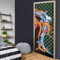 Japanese Asanoha Pattern Door Cover Sun Flame Slayer Dragon Hinokami Kagura Spirit LT9 - Polynesian Pride