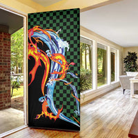 Japanese Asanoha Pattern Door Cover Sun Flame Slayer Dragon Hinokami Kagura Spirit LT9 - Polynesian Pride