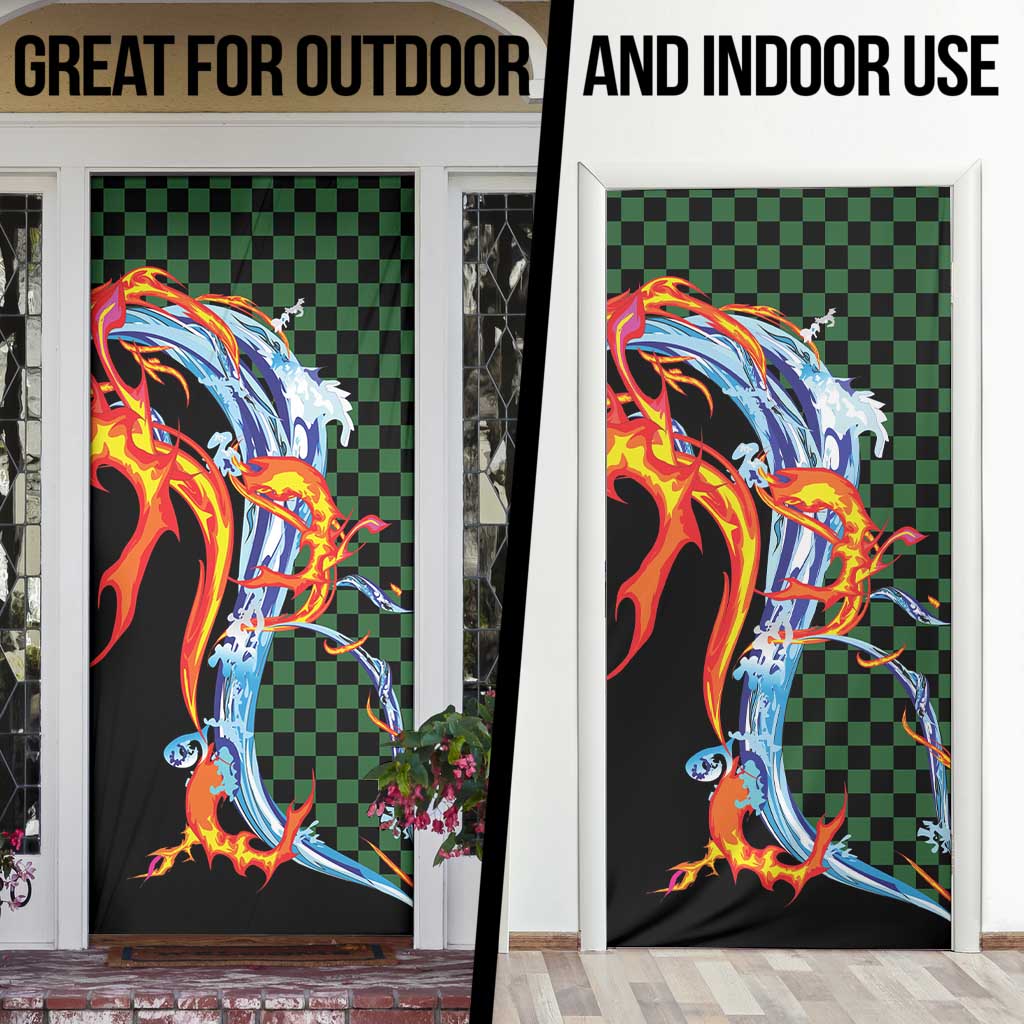 Japanese Asanoha Pattern Door Cover Sun Flame Slayer Dragon Hinokami Kagura Spirit LT9 - Polynesian Pride