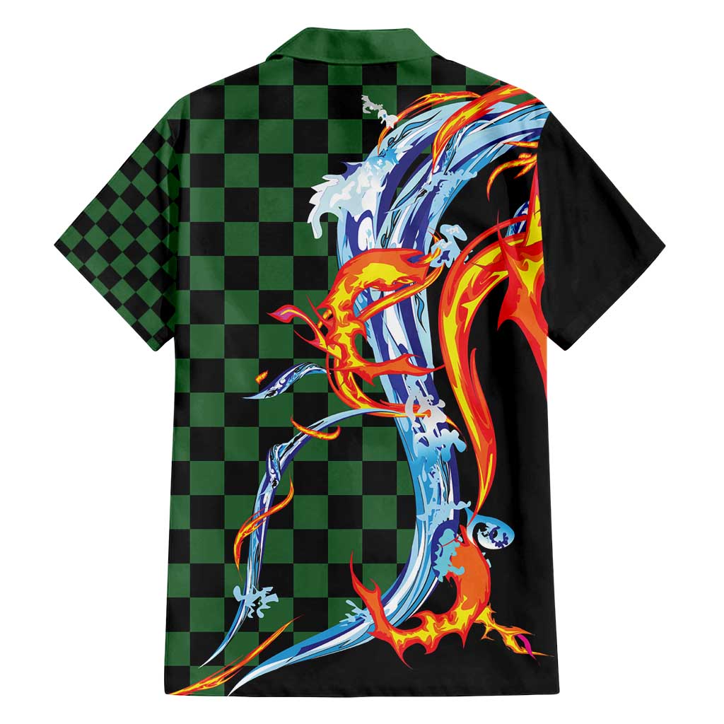 Japanese Asanoha Pattern Family Matching Long Sleeve Bodycon Dress and Hawaiian Shirt Sun Flame Slayer Dragon Hinokami Kagura Spirit LT9 - Polynesian Pride