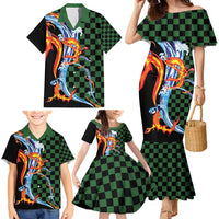 Japanese Asanoha Pattern Family Matching Mermaid Dress and Hawaiian Shirt Sun Flame Slayer Dragon Hinokami Kagura Spirit LT9 - Polynesian Pride