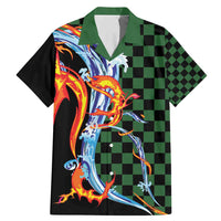 Japanese Asanoha Pattern Family Matching Mermaid Dress and Hawaiian Shirt Sun Flame Slayer Dragon Hinokami Kagura Spirit LT9 Dad's Shirt - Short Sleeve Green - Polynesian Pride