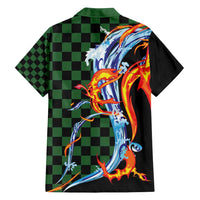 Japanese Asanoha Pattern Family Matching Off Shoulder Short Dress and Hawaiian Shirt Sun Flame Slayer Dragon Hinokami Kagura Spirit LT9 - Polynesian Pride