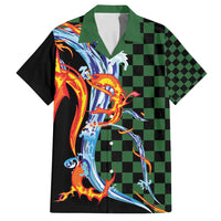 Japanese Asanoha Pattern Hawaiian Shirt Sun Flame Slayer Dragon Hinokami Kagura Spirit LT9 Green - Polynesian Pride