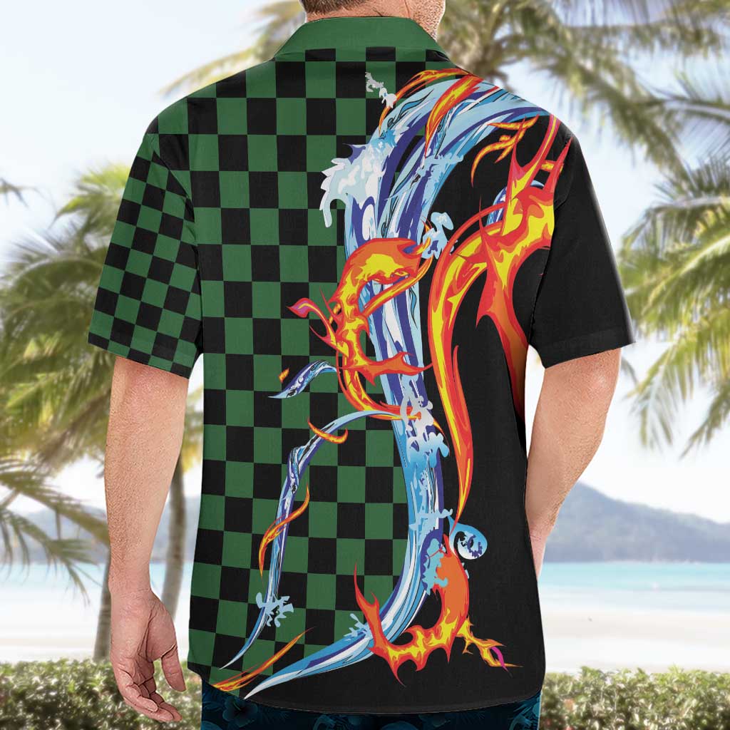 Japanese Asanoha Pattern Hawaiian Shirt Sun Flame Slayer Dragon Hinokami Kagura Spirit LT9 - Polynesian Pride