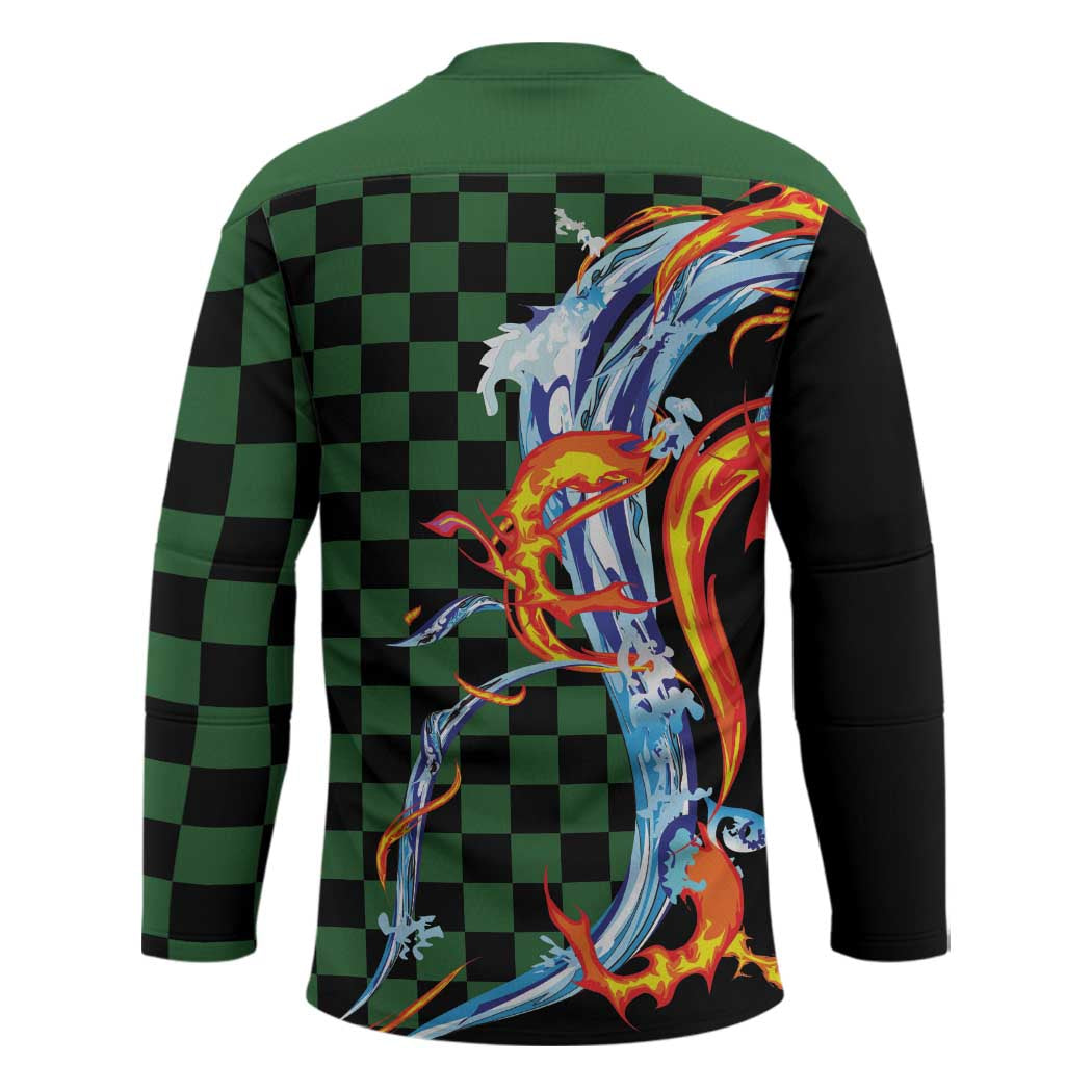 Japanese Asanoha Pattern Hockey Jersey Sun Flame Slayer Dragon Hinokami Kagura Spirit LT9 - Polynesian Pride