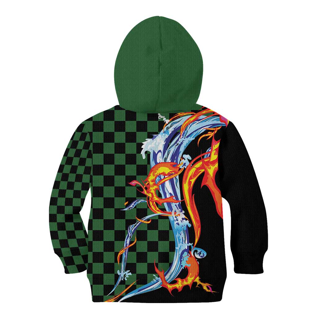 Japanese Asanoha Pattern Kid Hoodie Sun Flame Slayer Dragon Hinokami Kagura Spirit LT9 - Polynesian Pride